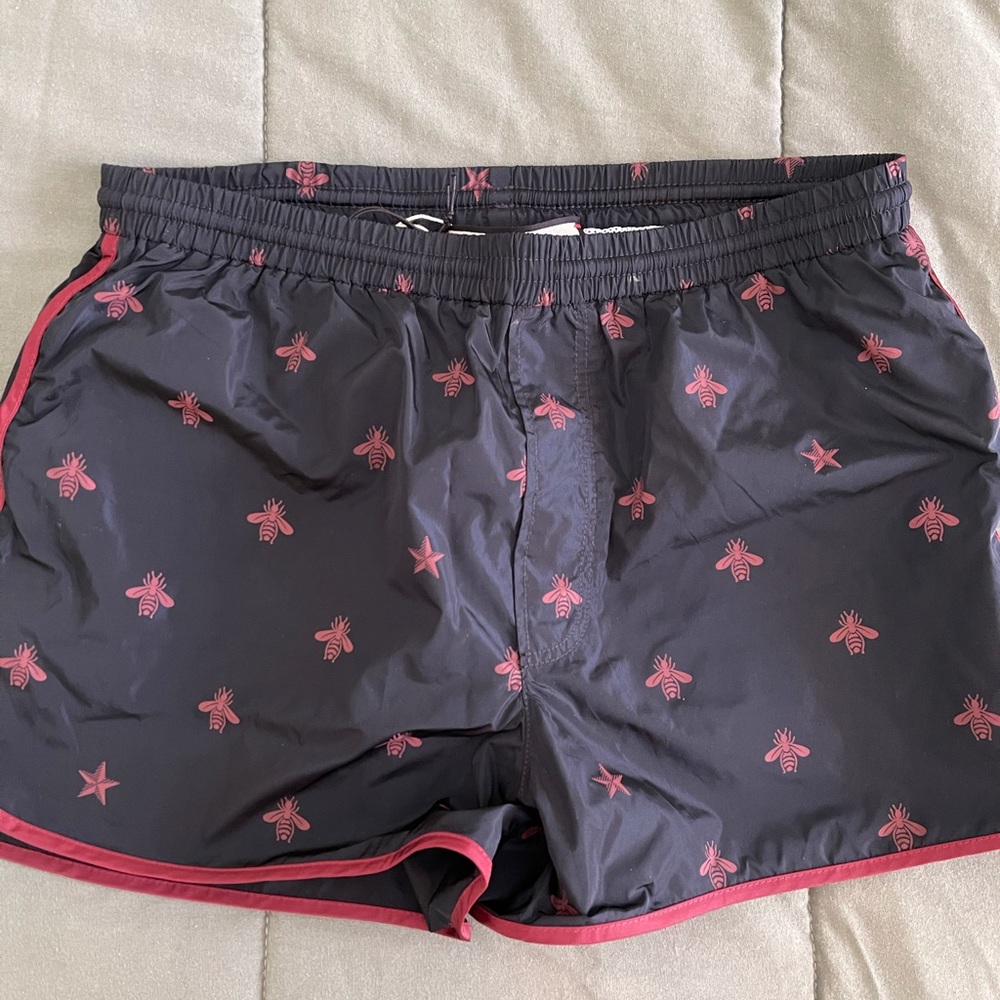 Gucci Bee print Nylon Swim Shorts